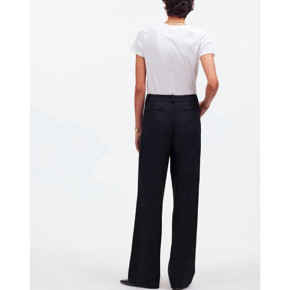 NWOT Madewell Slouchy Straight Pants in Drapey Twill In Black Size 4T - Picture 2 of 9